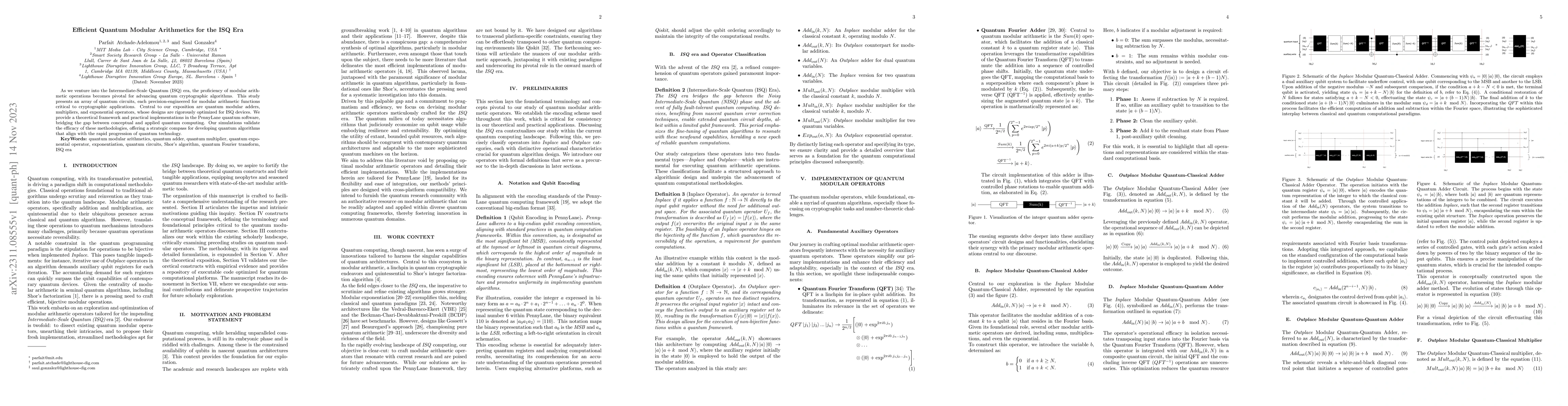 Thumbnail for Efficient Quantum Modular Arithmetics for the ISQ Era