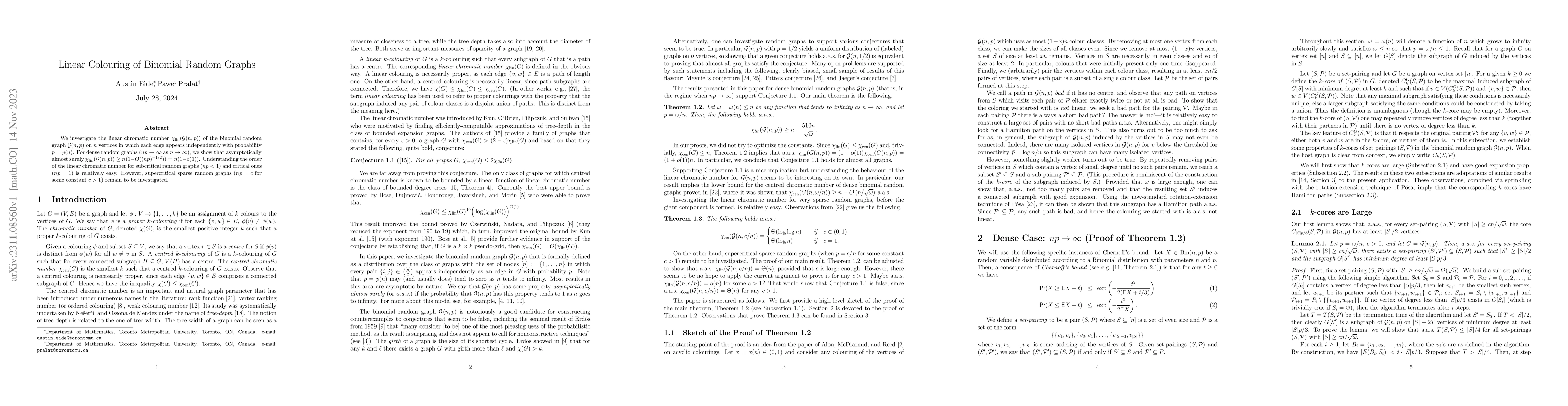Thumbnail for Linear Colouring of Binomial Random Graphs