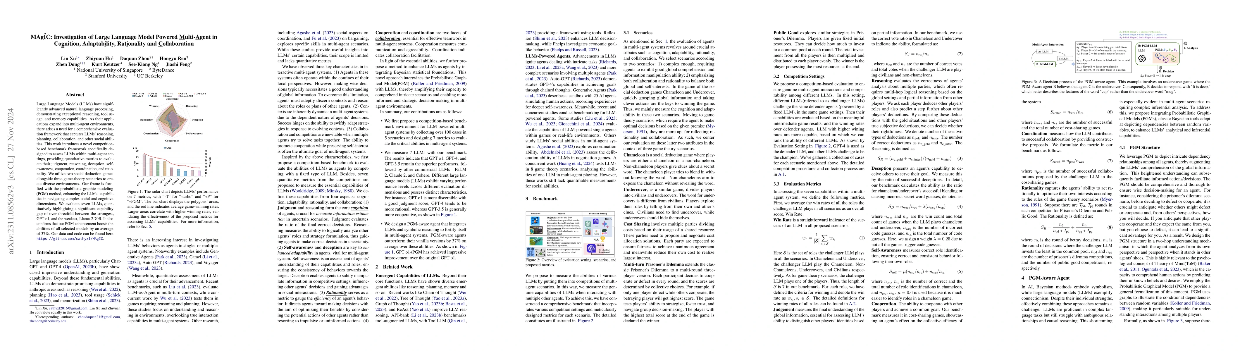 Thumbnail for MAgIC: Investigation of Large Language Model Powered Multi-Agent in
  Cognition, Adaptability, Rationality and Collaboration