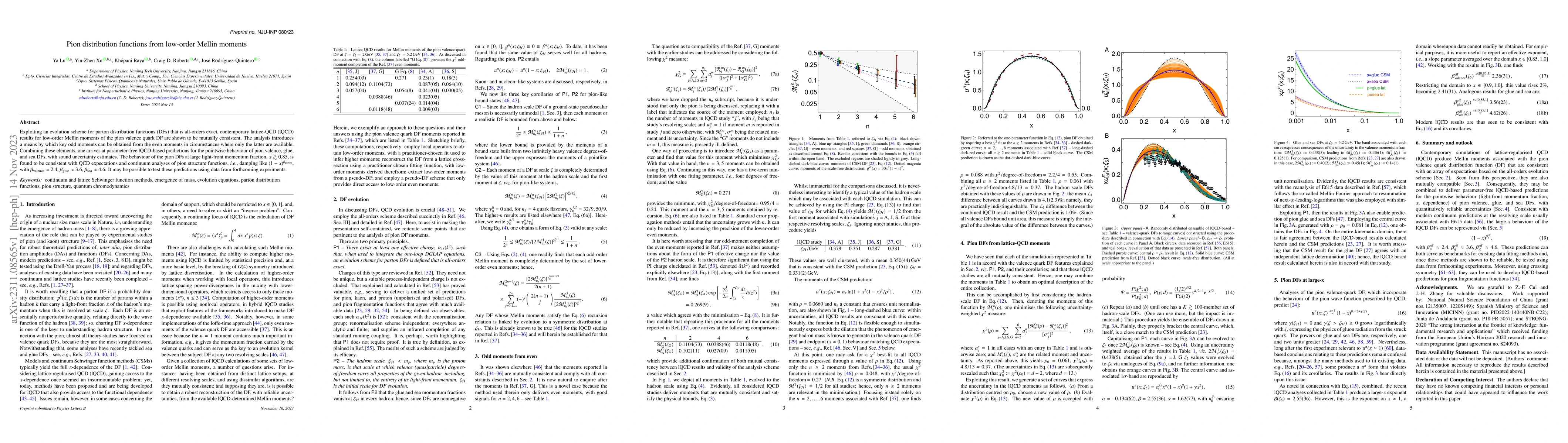 Thumbnail for Pion distribution functions from low-order Mellin moments