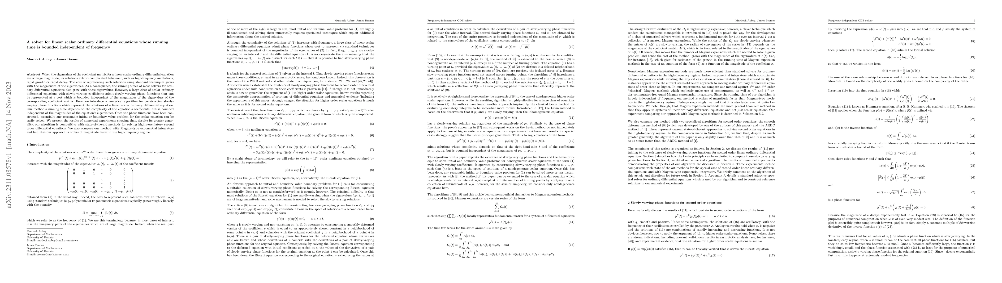 Thumbnail for A solver for linear scalar ordinary differential equations whose running
  time is bounded independent of frequency