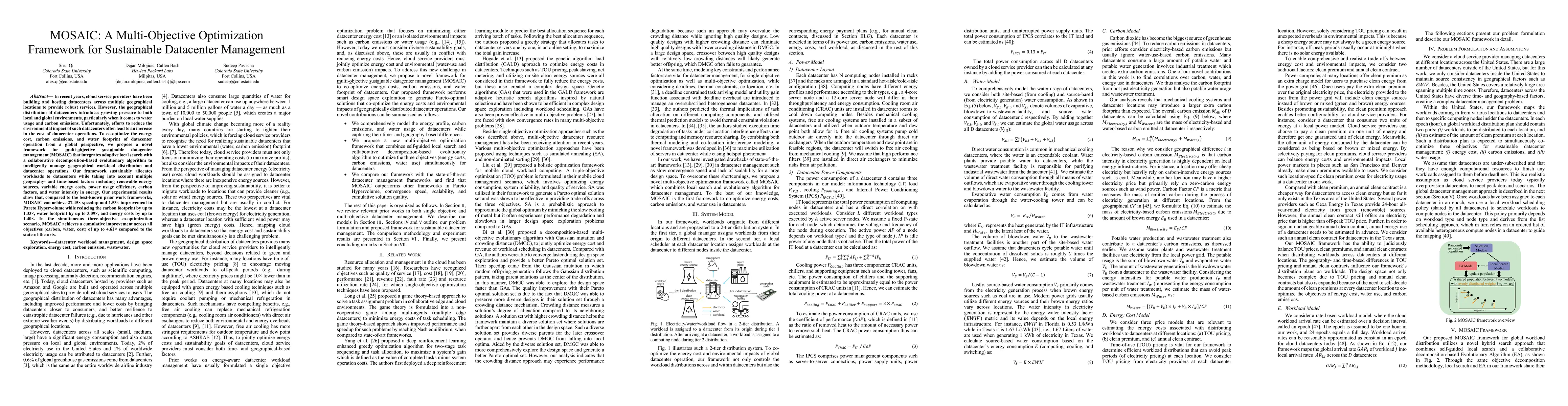 Thumbnail for MOSAIC: A Multi-Objective Optimization Framework for Sustainable
  Datacenter Management