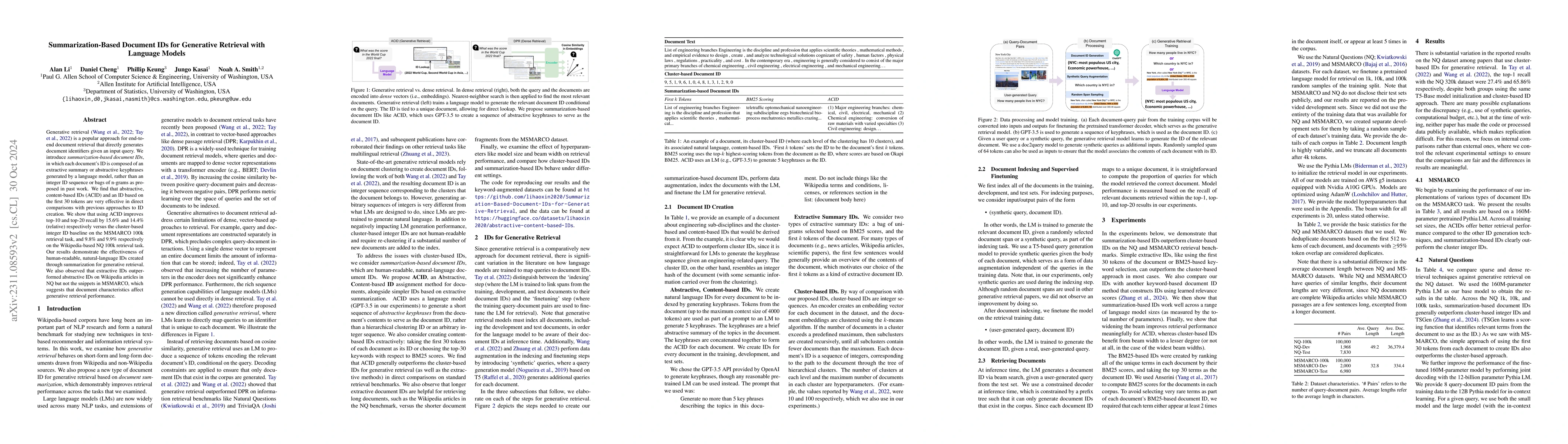 Thumbnail for ACID: Abstractive, Content-Based IDs for Document Retrieval with
  Language Models