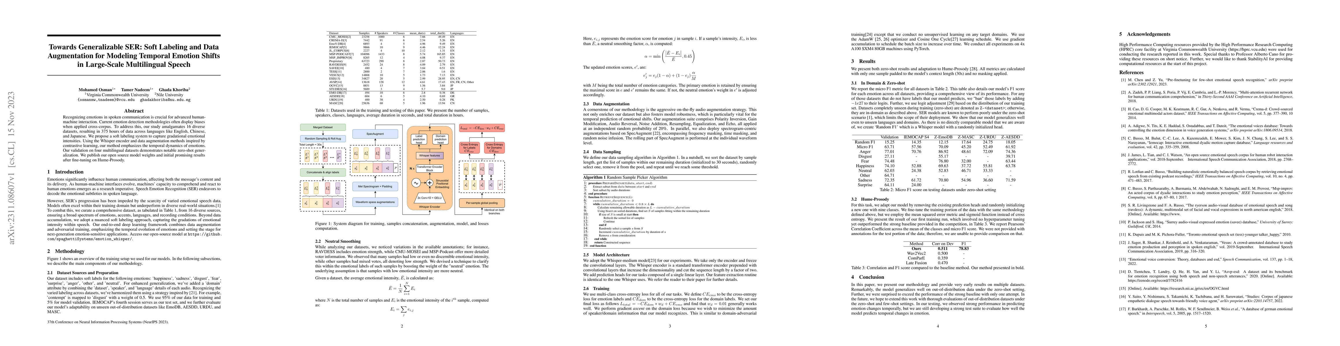 Thumbnail for Towards Generalizable SER: Soft Labeling and Data Augmentation for
  Modeling Temporal Emotion Shifts in Large-Scale Multilingual Speech