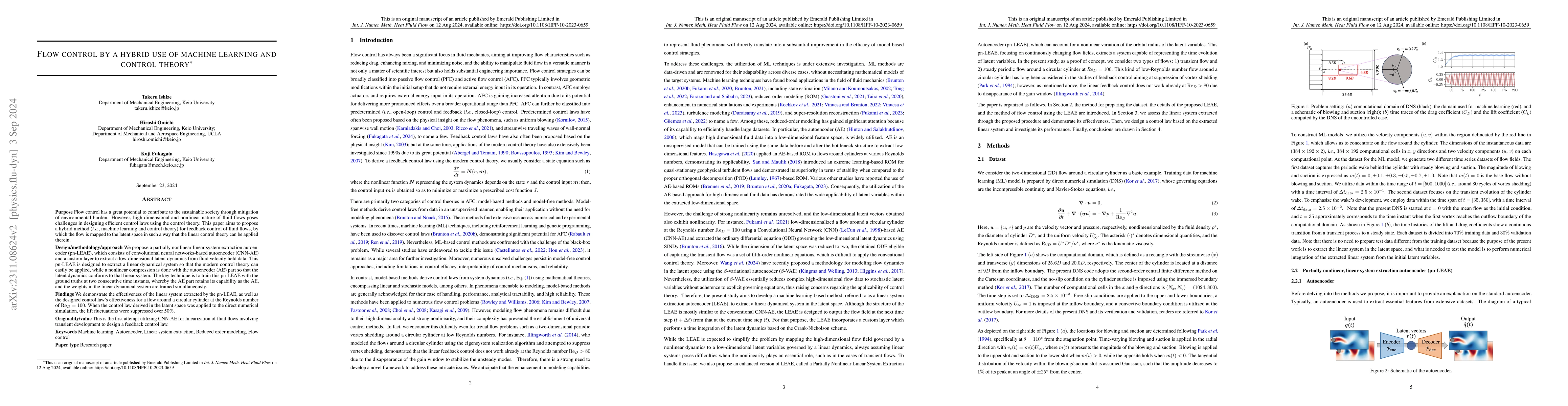 Thumbnail for Flow control by a hybrid use of machine learning and control theory