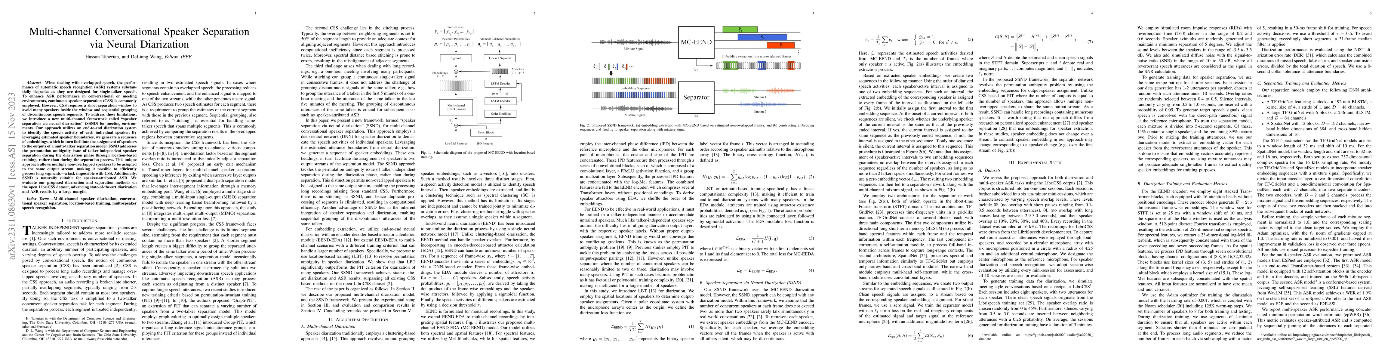 Thumbnail for Multi-channel Conversational Speaker Separation via Neural Diarization