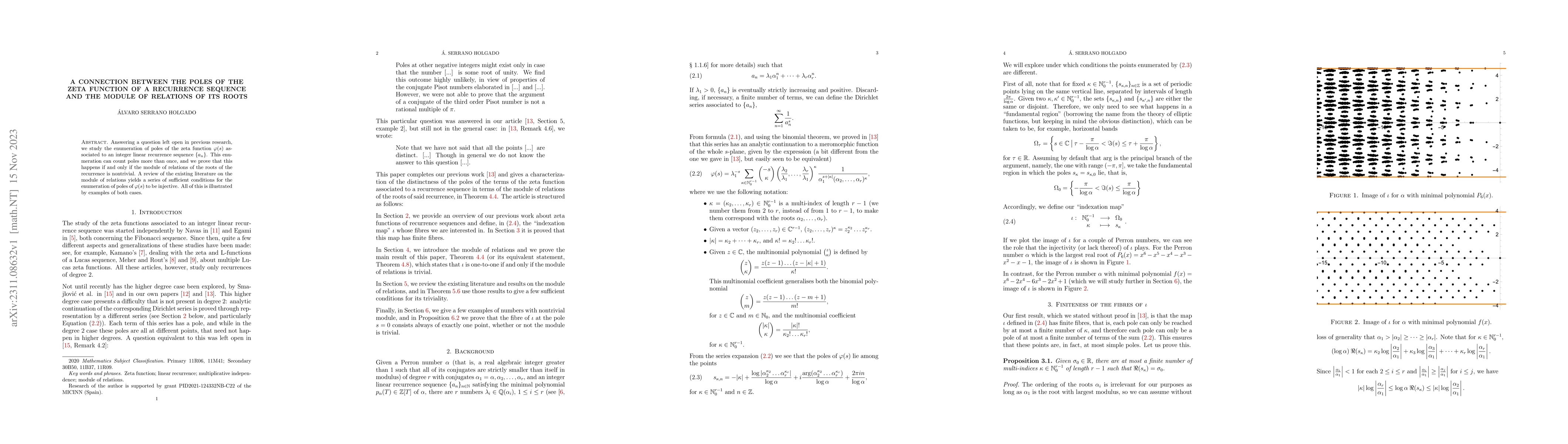 Thumbnail for A connection between the poles of the zeta function of a recurrence
  sequence and the module of relations of its roots