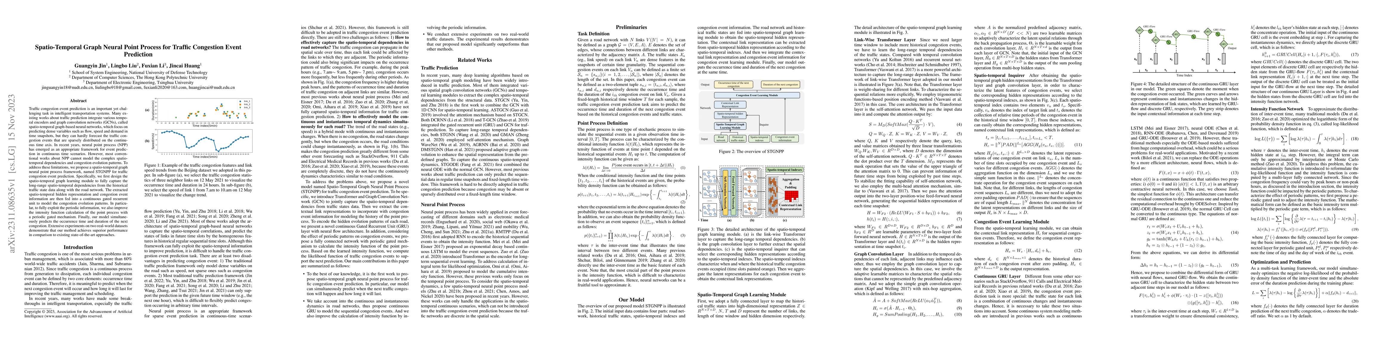 Thumbnail for Spatio-Temporal Graph Neural Point Process for Traffic Congestion Event
  Prediction