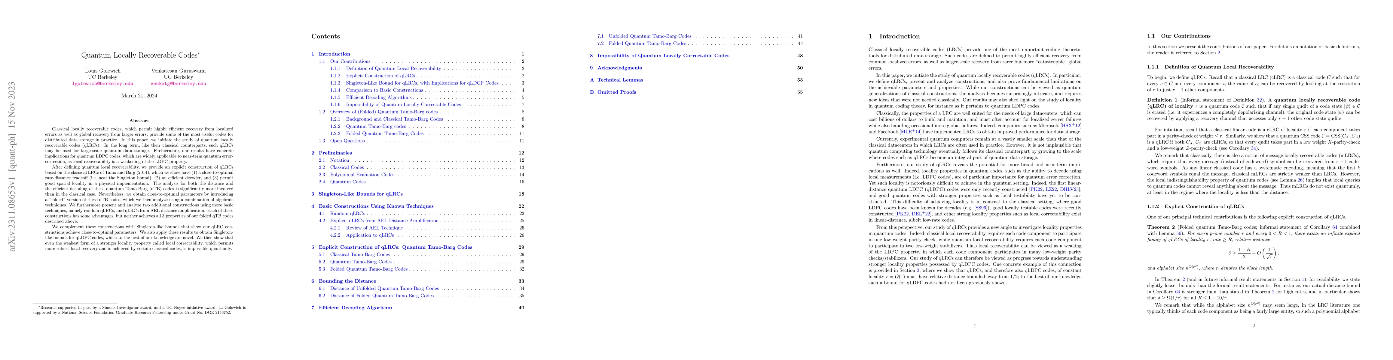 Thumbnail for Quantum Locally Recoverable Codes