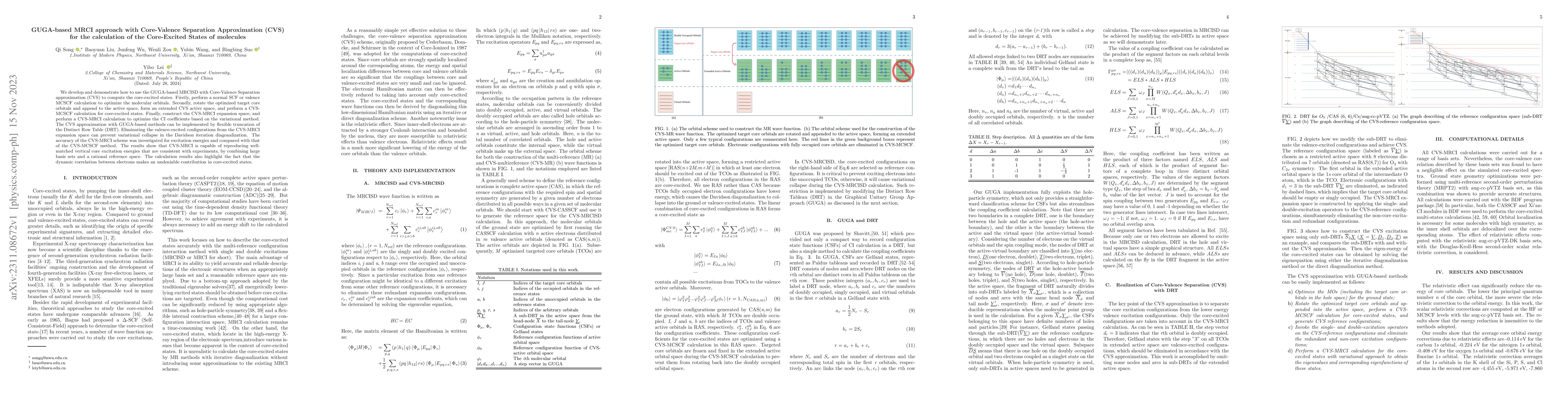 Thumbnail for GUGA-based MRCI approach with Core-Valence Separation Approximation
  (CVS) for the calculation of the Core-Excited States of molecules