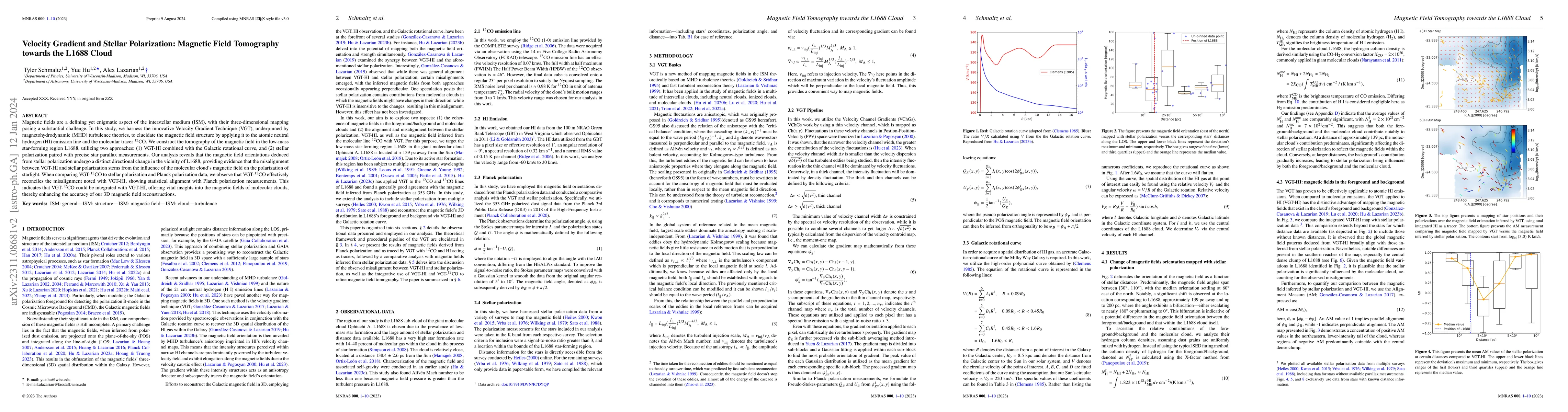 Thumbnail for Velocity Gradient and Stellar Polarization: Magnetic Field Tomography
  towards the L1688 Cloud