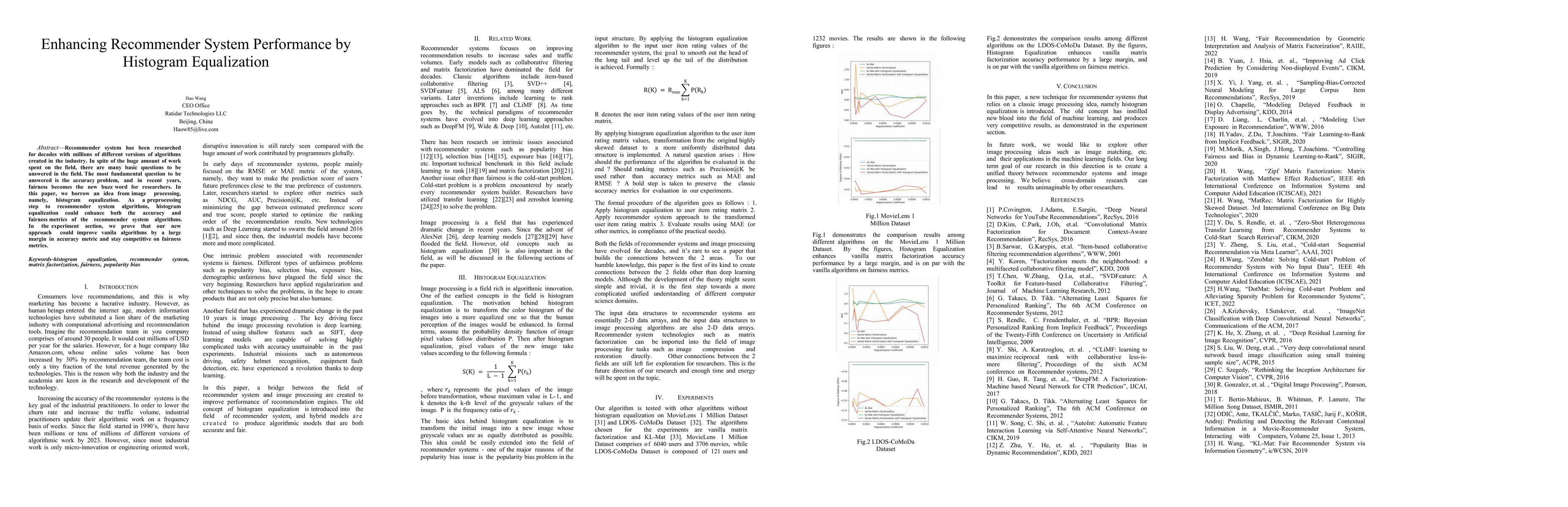 Thumbnail for Enhancing Recommender System Performance by Histogram Equalization