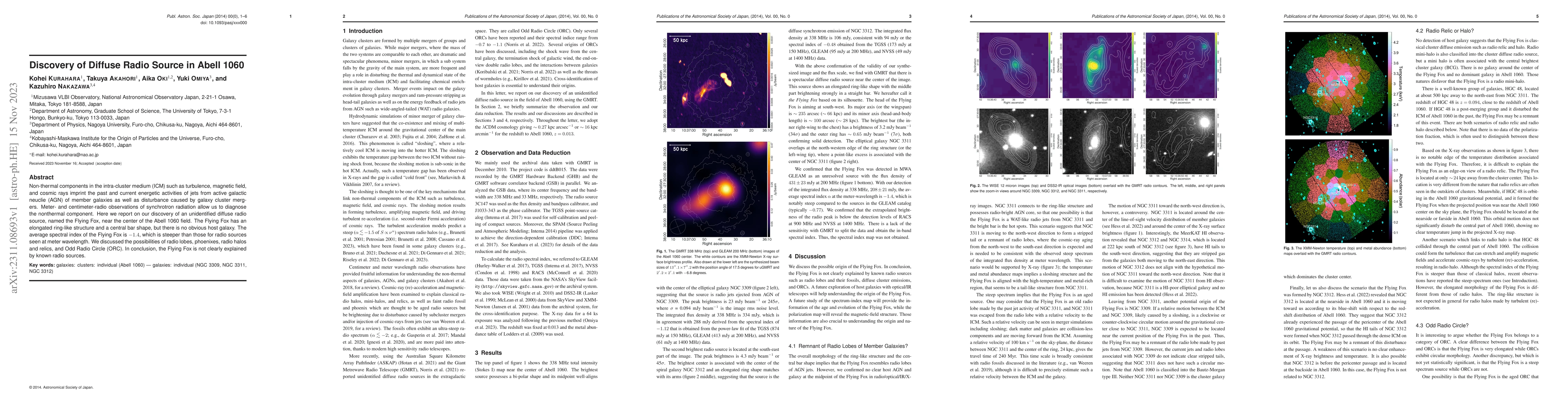 Thumbnail for Discovery of Diffuse Radio Source in Abell 1060