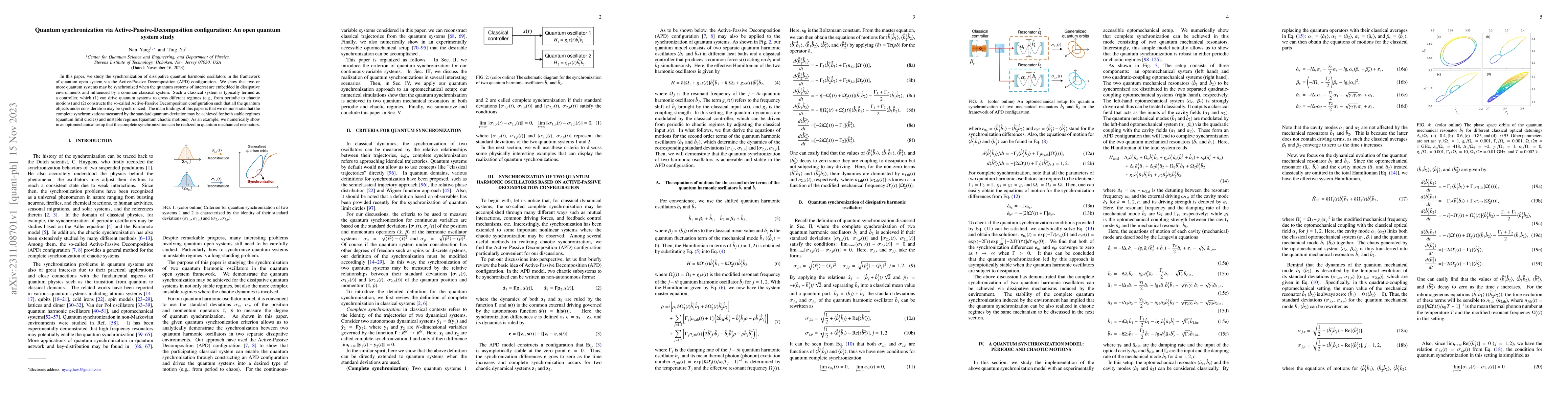 Thumbnail for Quantum synchronization via Active-Passive-Decomposition configuration:
  An open quantum system study