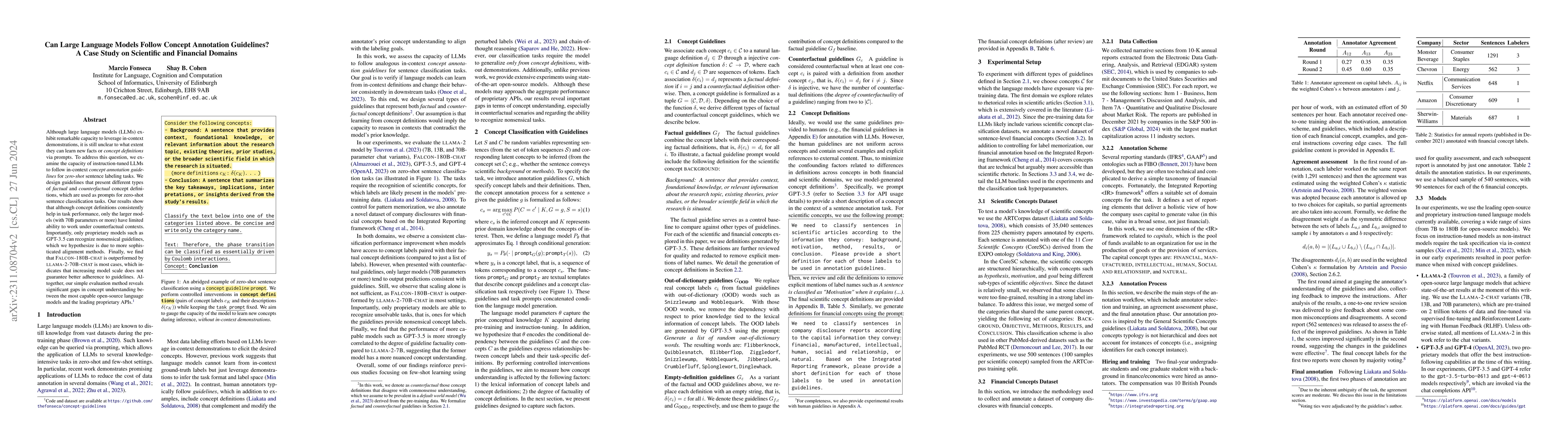 Thumbnail for Can Large Language Models Follow Concept Annotation Guidelines? A Case
  Study on Scientific and Financial Domains