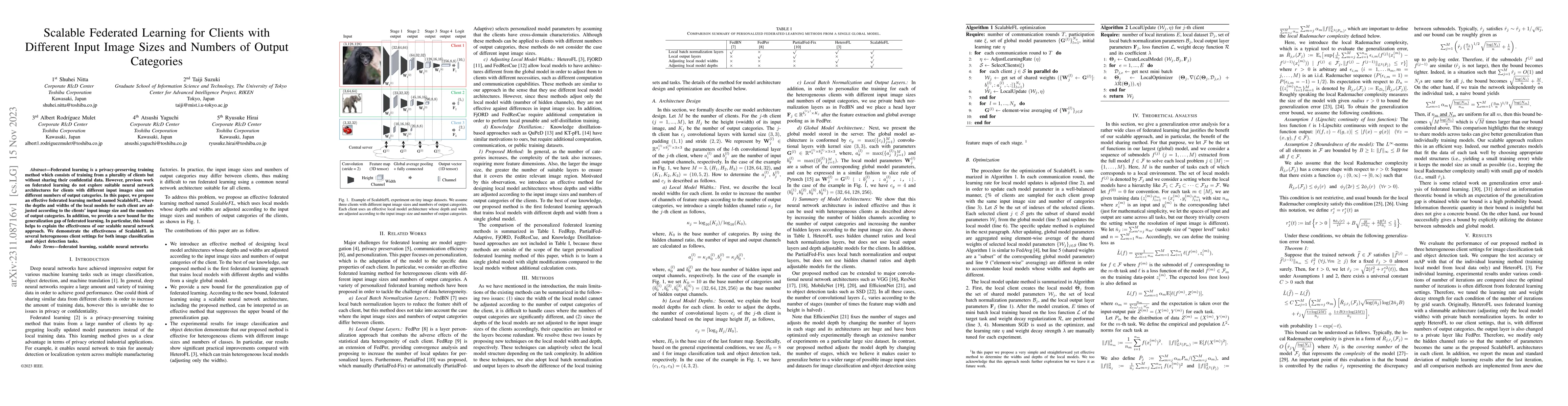 Thumbnail for Scalable Federated Learning for Clients with Different Input Image Sizes
  and Numbers of Output Categories