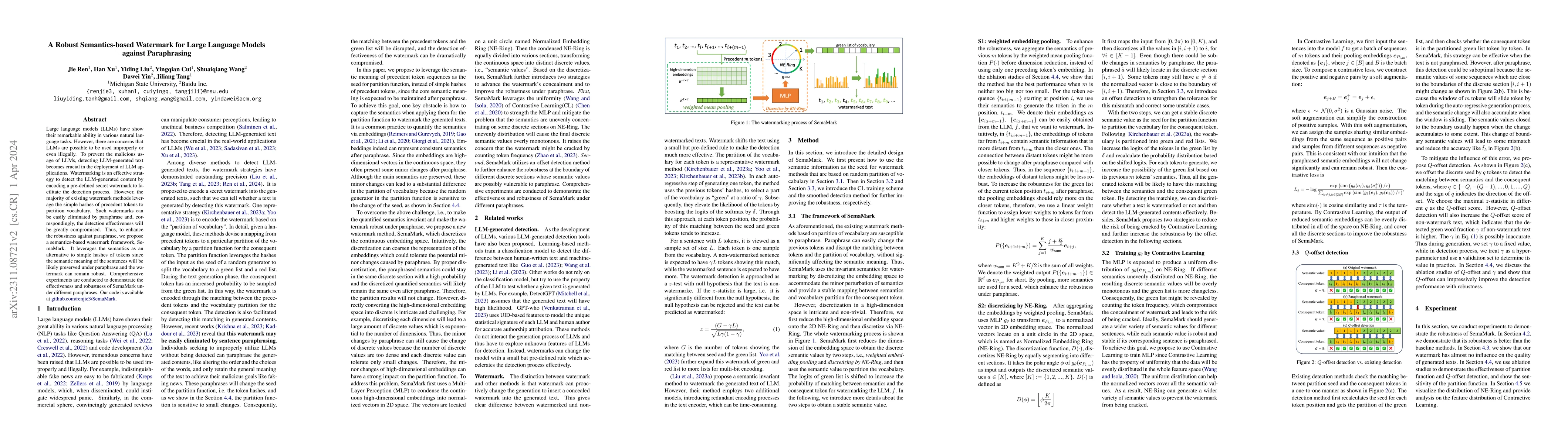 Thumbnail for A Robust Semantics-based Watermark for Large Language Model against
  Paraphrasing