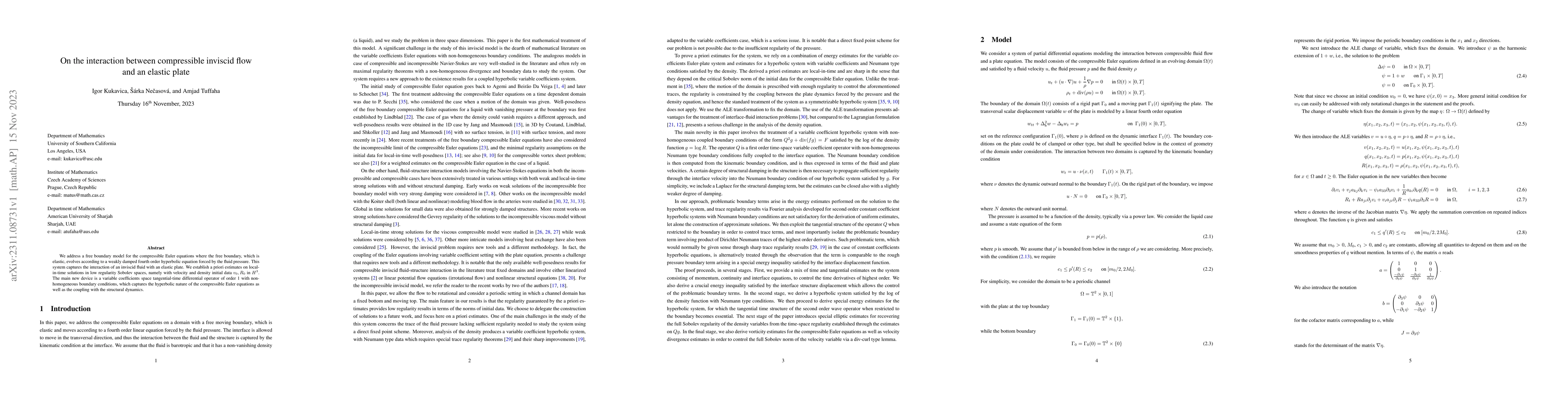 Thumbnail for On the interaction between compressible inviscid flow and an elastic
  plate