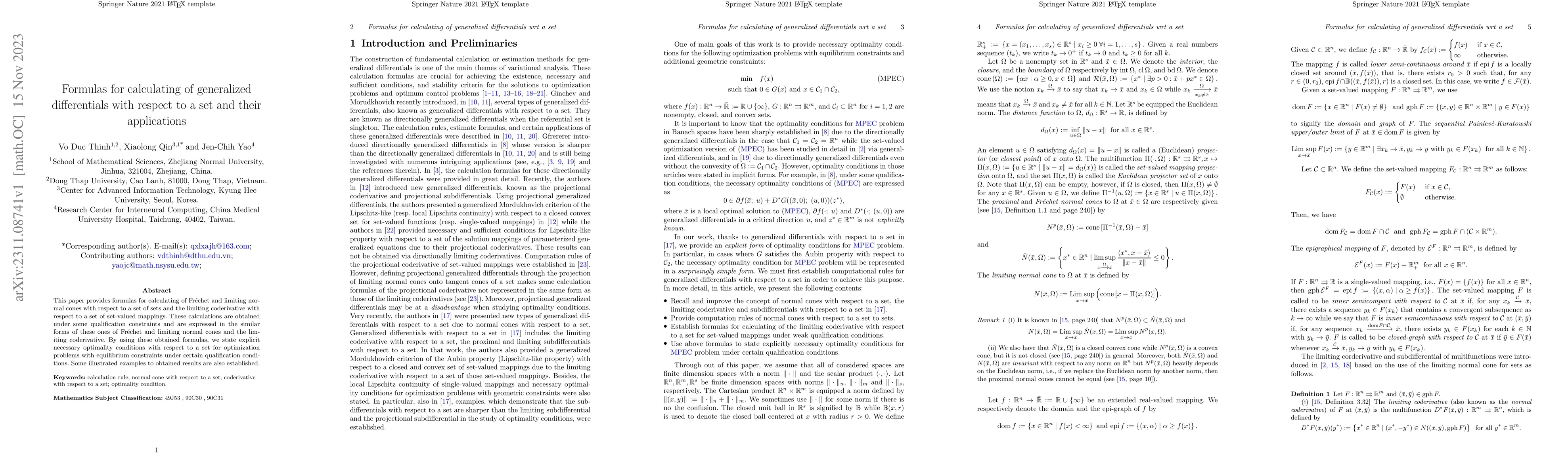Thumbnail for Formulas for calculating of generalized differentials with respect to a
  set and their applications