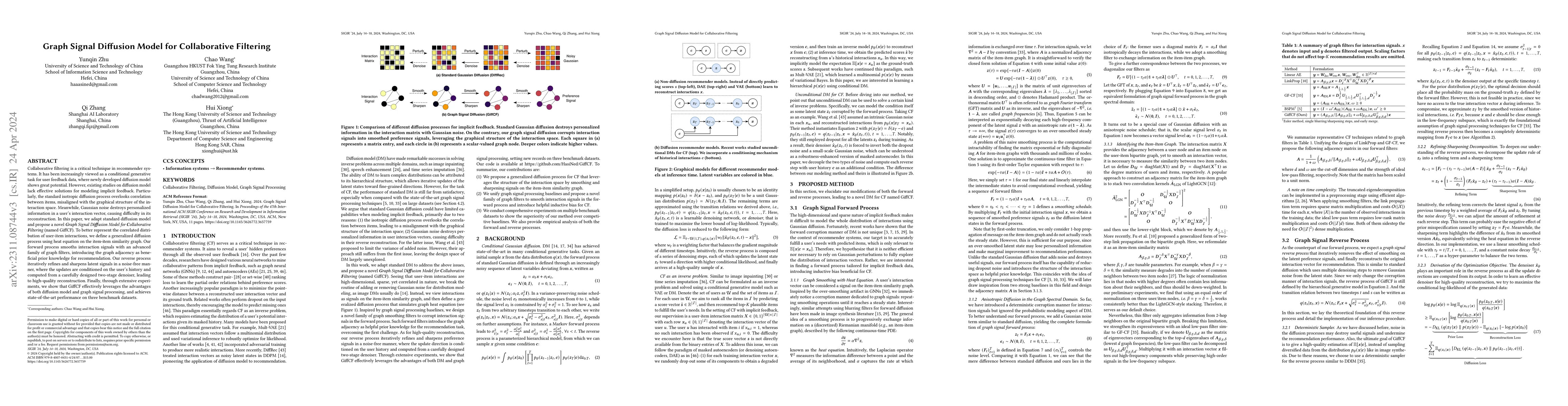 Thumbnail for Graph Signal Diffusion Model for Collaborative Filtering