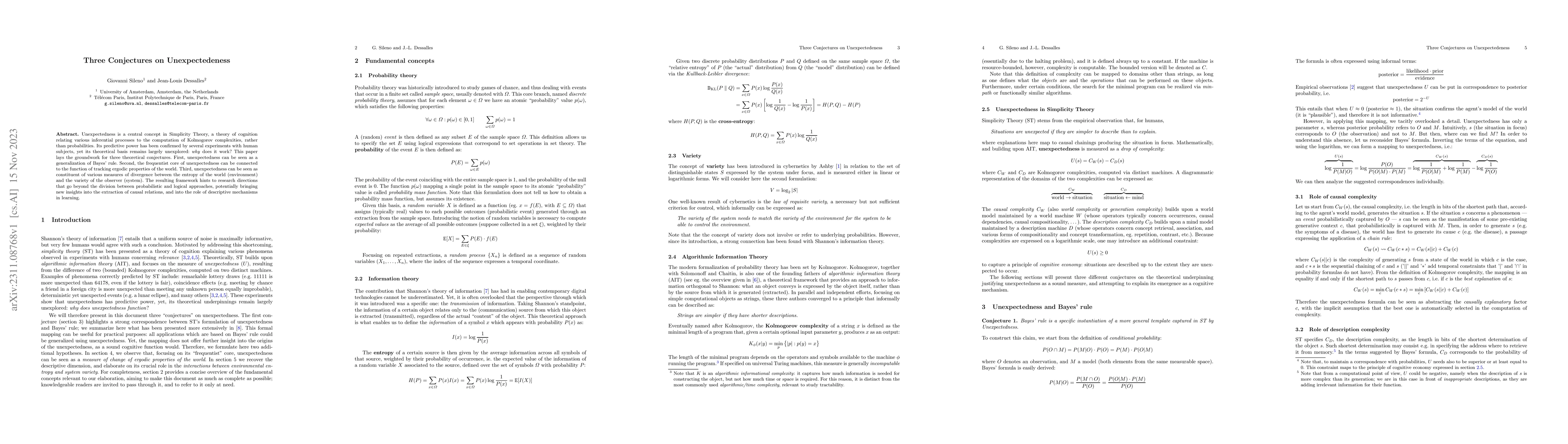 Thumbnail for Three Conjectures on Unexpectedeness