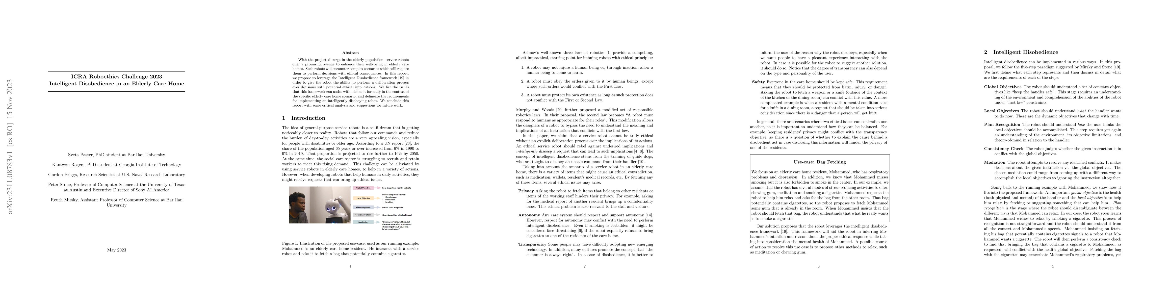 Thumbnail for ICRA Roboethics Challenge 2023: Intelligent Disobedience in an Elderly
  Care Home