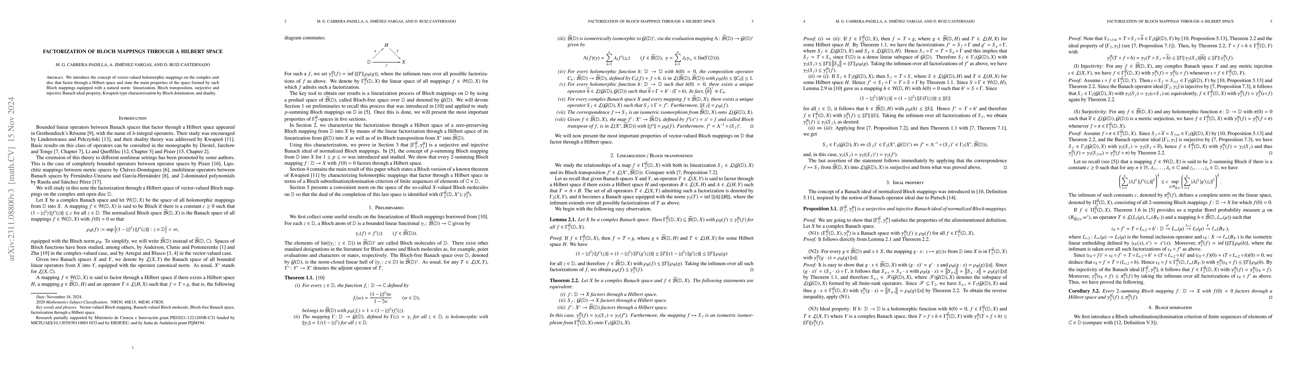 Thumbnail for Factorization of derivatives of Bloch mappings through a Hilbert space