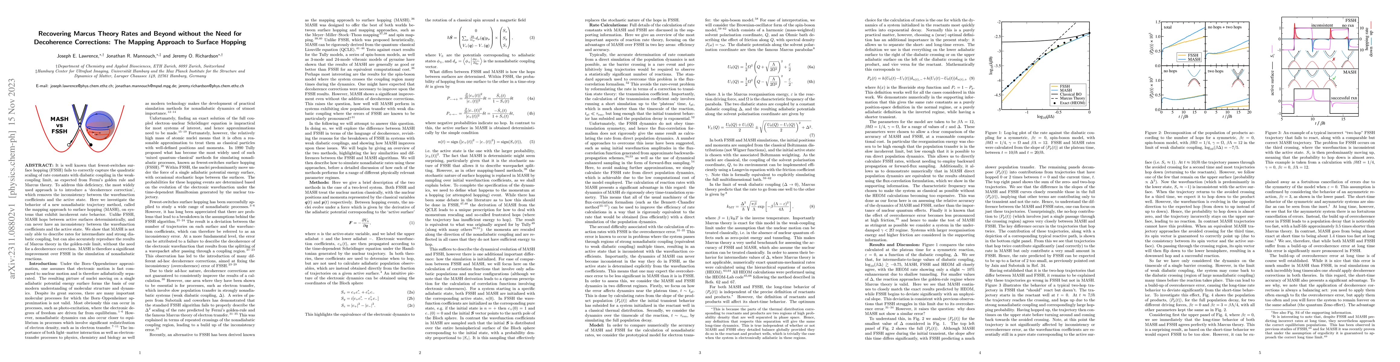 Thumbnail for Recovering Marcus Theory Rates and Beyond without the Need for
  Decoherence Corrections: The Mapping Approach to Surface Hopping