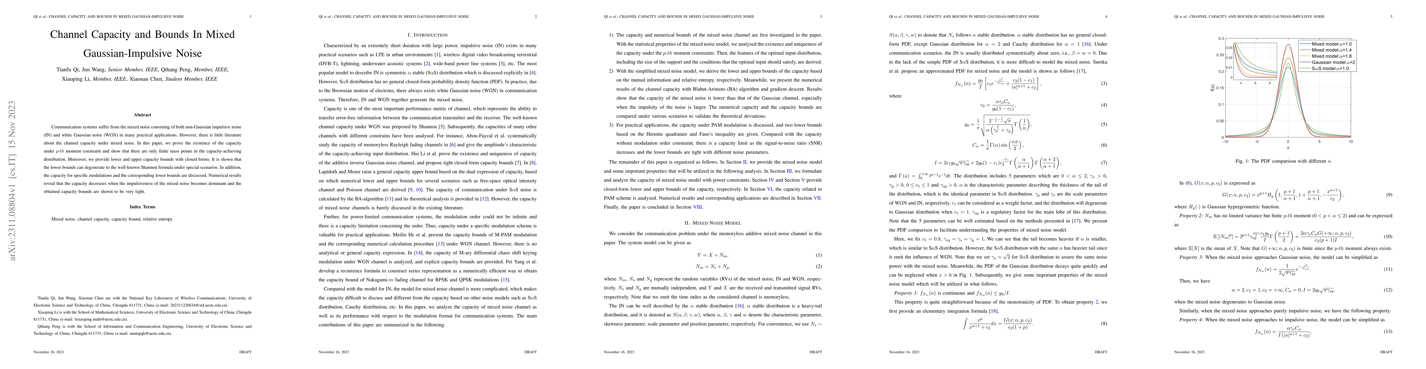Thumbnail for Channel Capacity and Bounds In Mixed Gaussian-Impulsive Noise