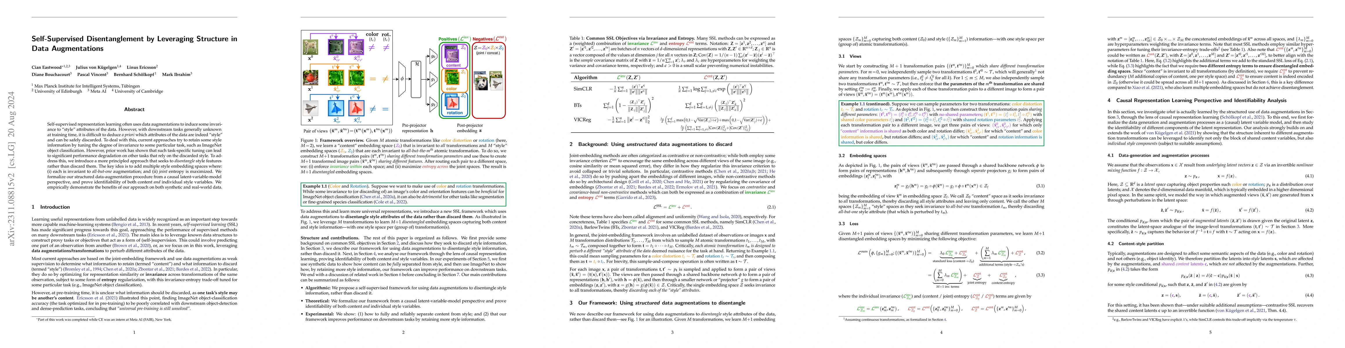 Thumbnail for Self-Supervised Disentanglement by Leveraging Structure in Data
  Augmentations