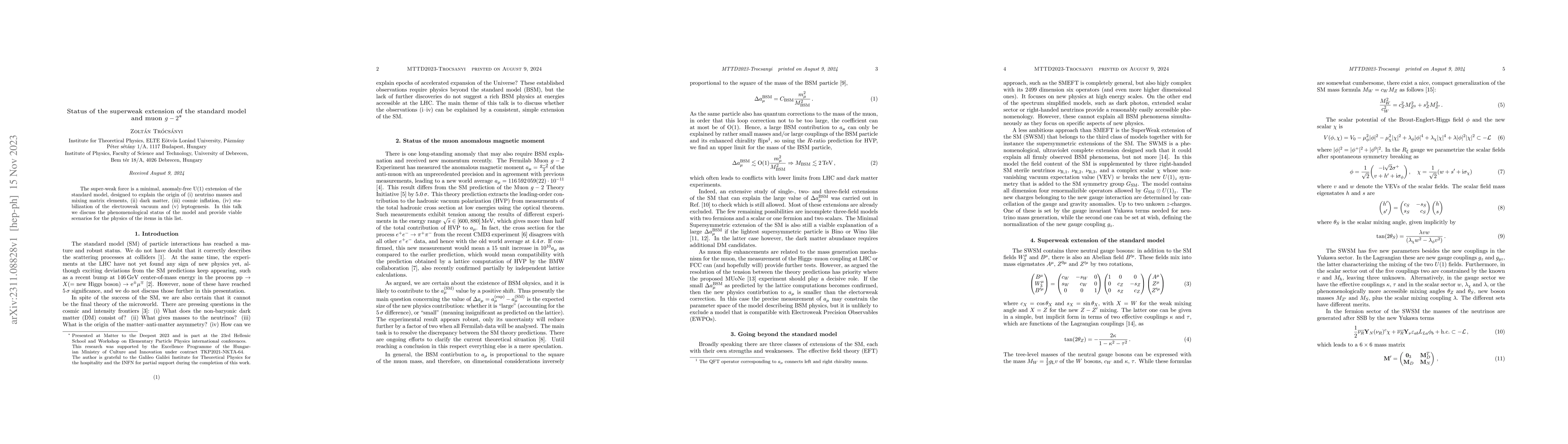Thumbnail for Status of the superweak extension of the standard model and muon g-2