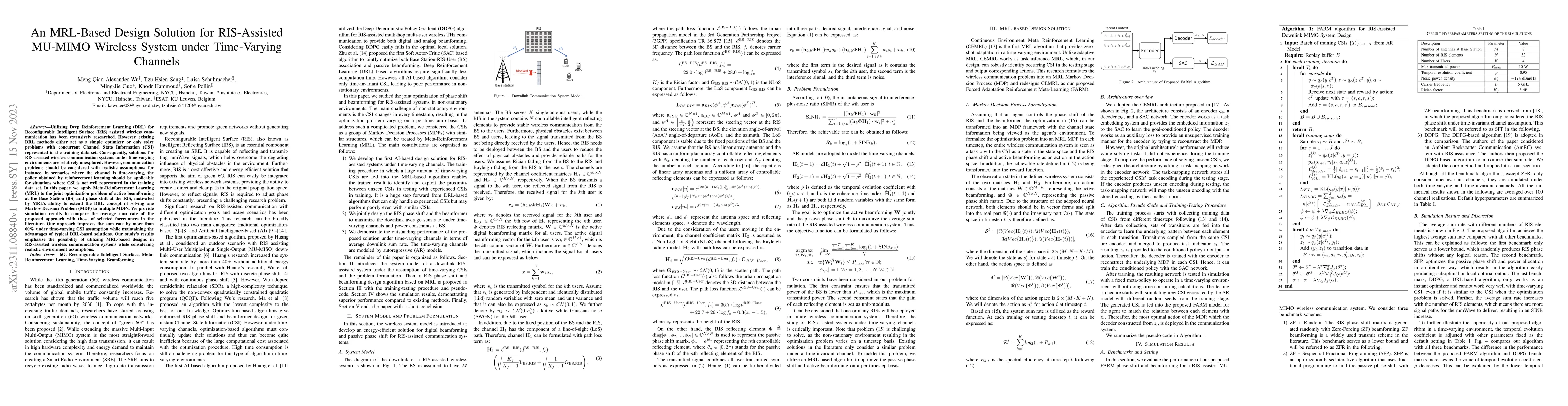 Thumbnail for An MRL-Based Design Solution for RIS-Assisted MU-MIMO Wireless System
  under Time-Varying Channels