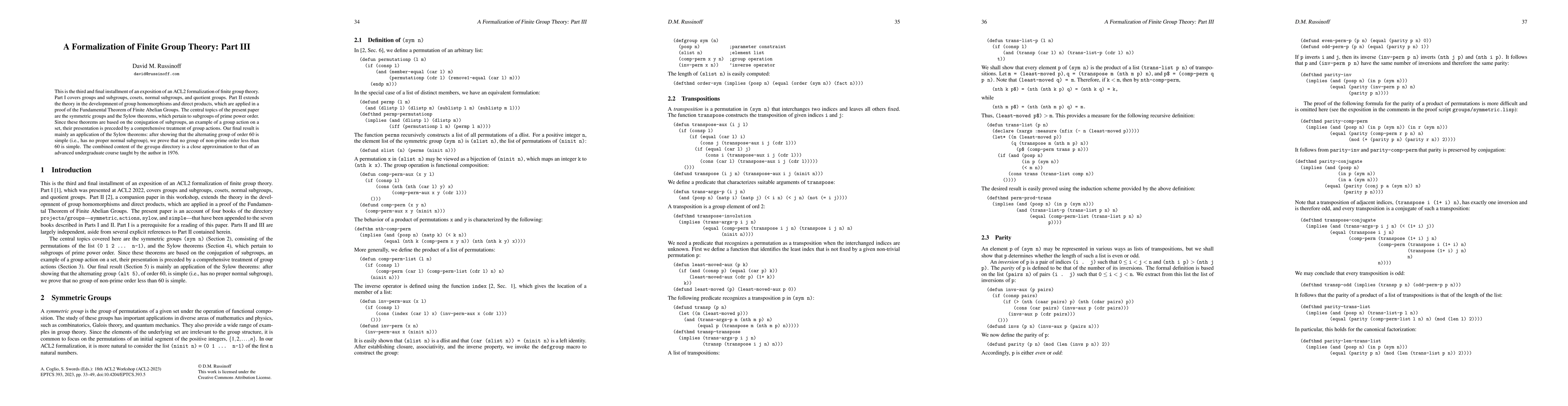 Thumbnail for A Formalization of Finite Group Theory: Part III