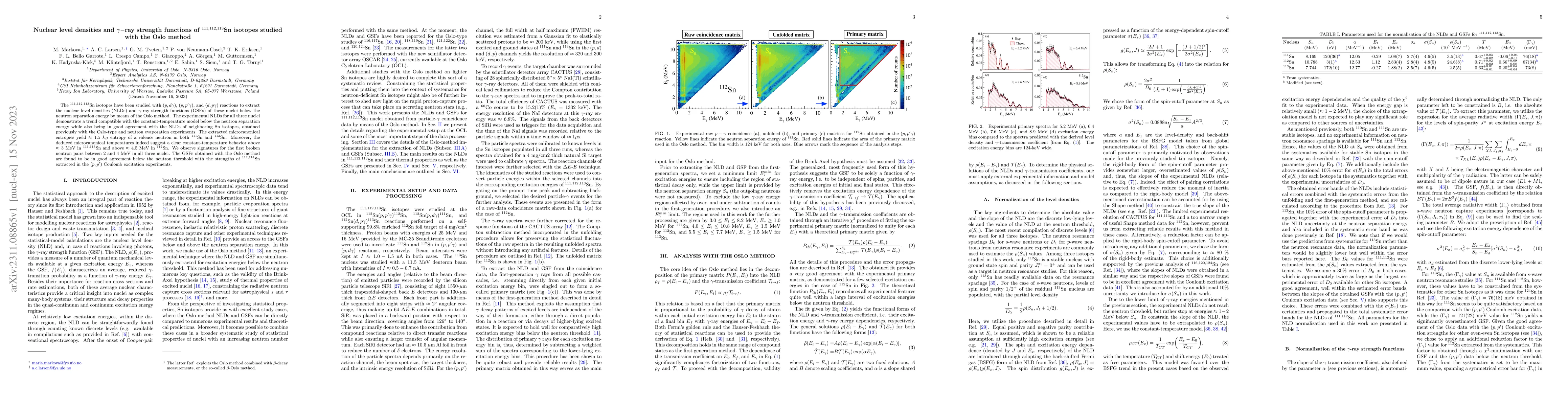 Thumbnail for Nuclear level densities and $\gamma-$ray strength functions of
  $^{111,112,113}$Sn isotopes studied with the Oslo method