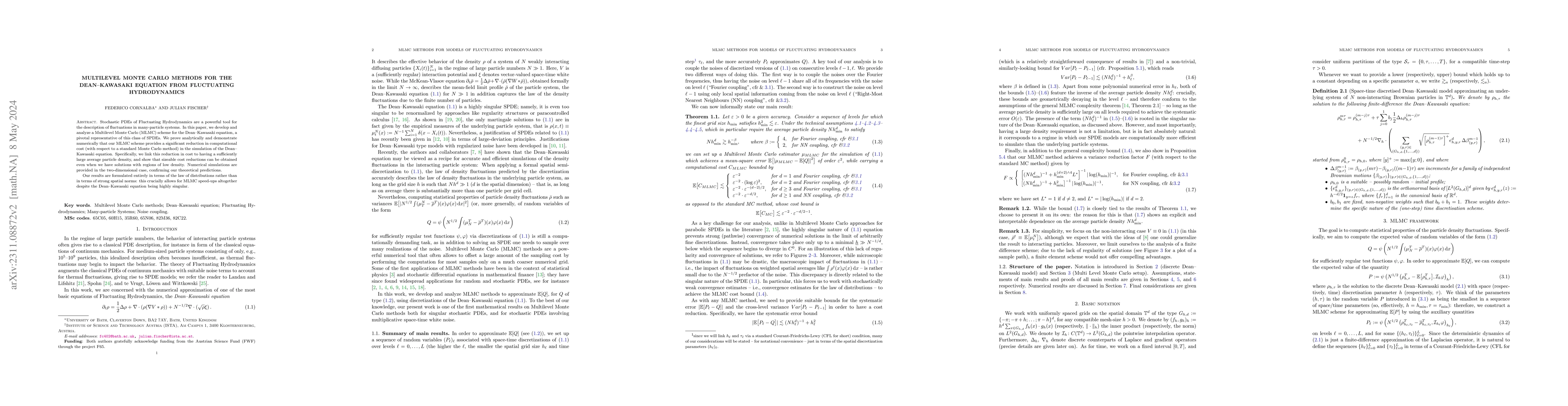 Thumbnail for Multilevel Monte Carlo methods for the Dean-Kawasaki equation from
  Fluctuating Hydrodynamics