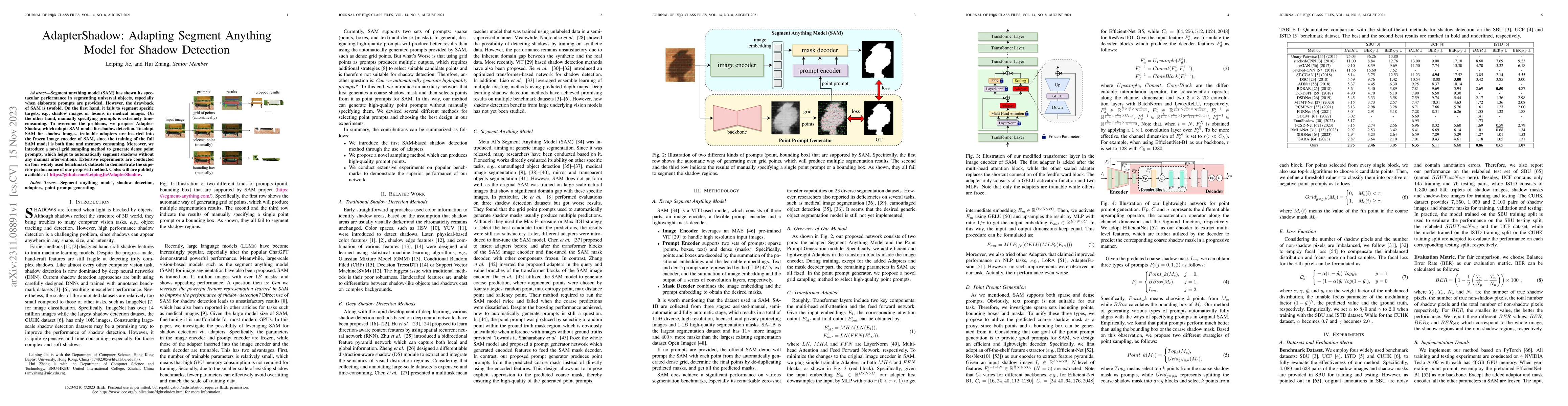 Thumbnail for AdapterShadow: Adapting Segment Anything Model for Shadow Detection