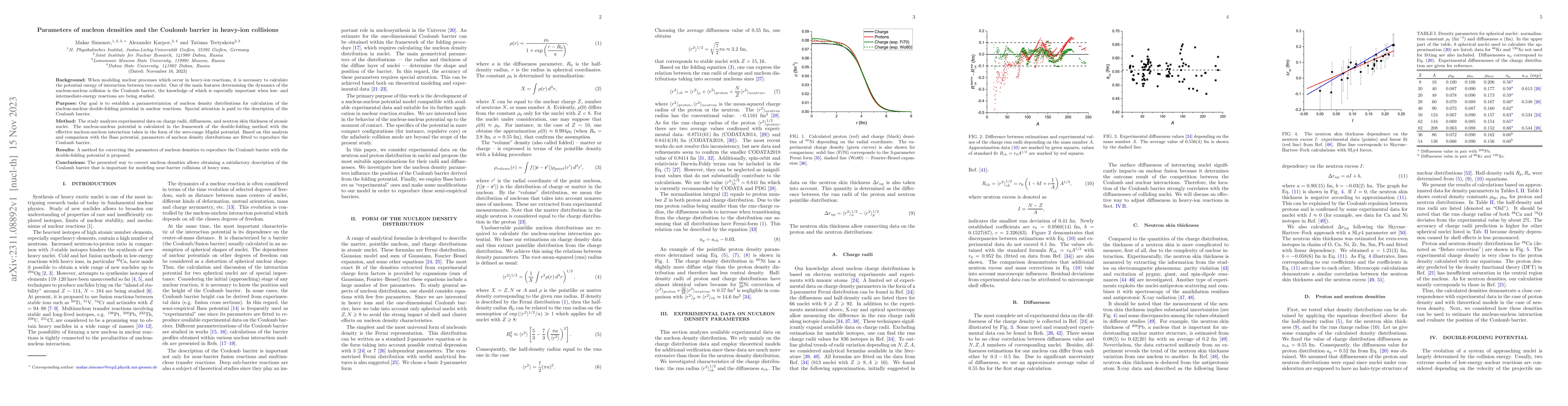 Thumbnail for Parameters of nucleon densities and the Coulomb barrier in heavy-ion
  collisions
