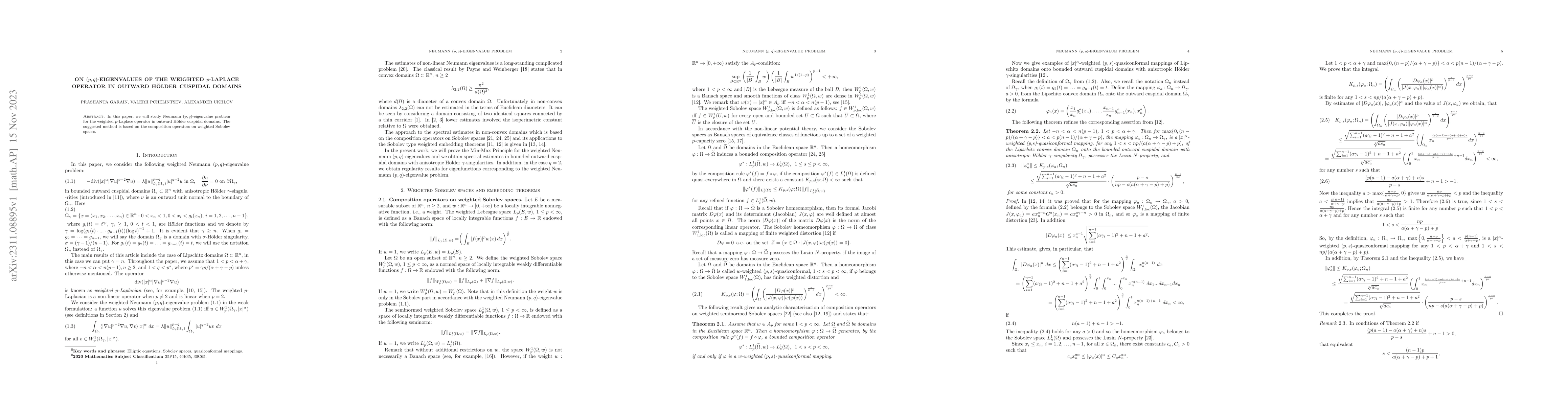 Thumbnail for On $(p,q)$-eigenvalues of the weighted $p$-Laplace operator in outward
  H\"older cuspidal domains
