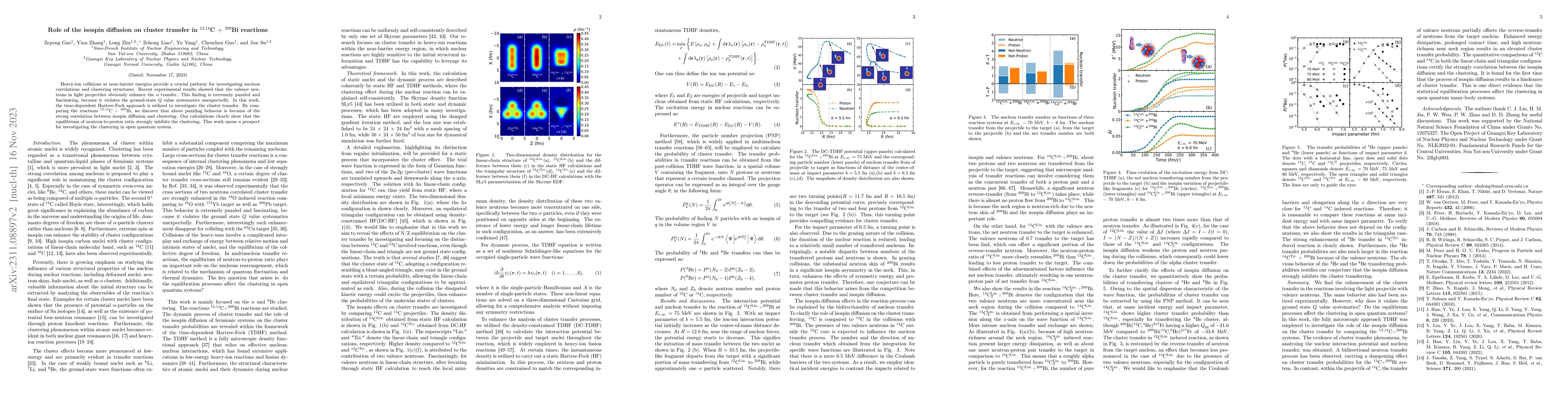 Thumbnail for Role of the isospin diffusion on cluster transfer in $^{12,14}$C +
  $^{209}$Bi reactions