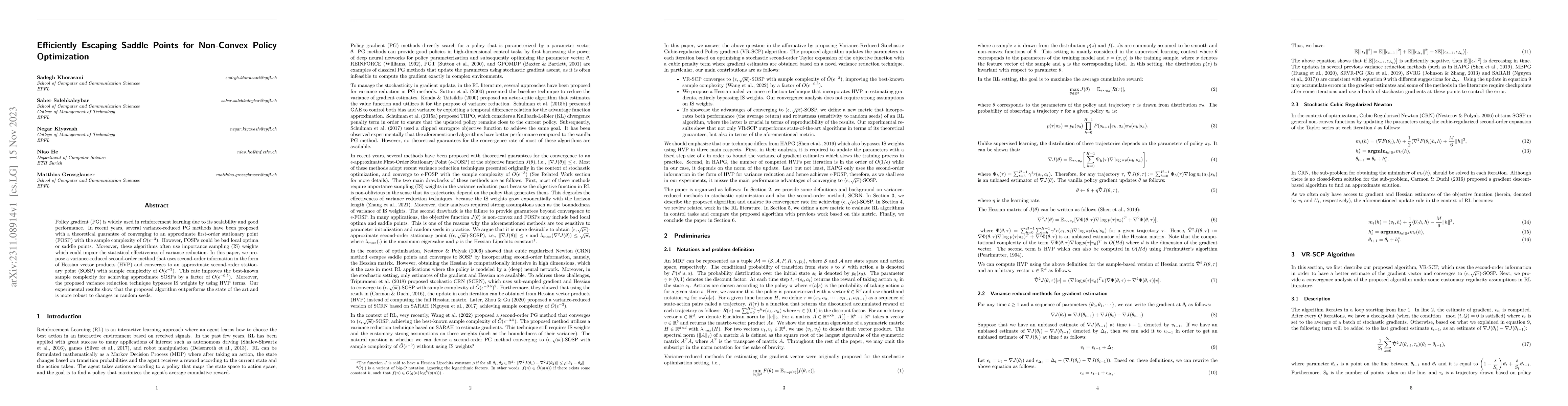 Thumbnail for Efficiently Escaping Saddle Points for Non-Convex Policy Optimization