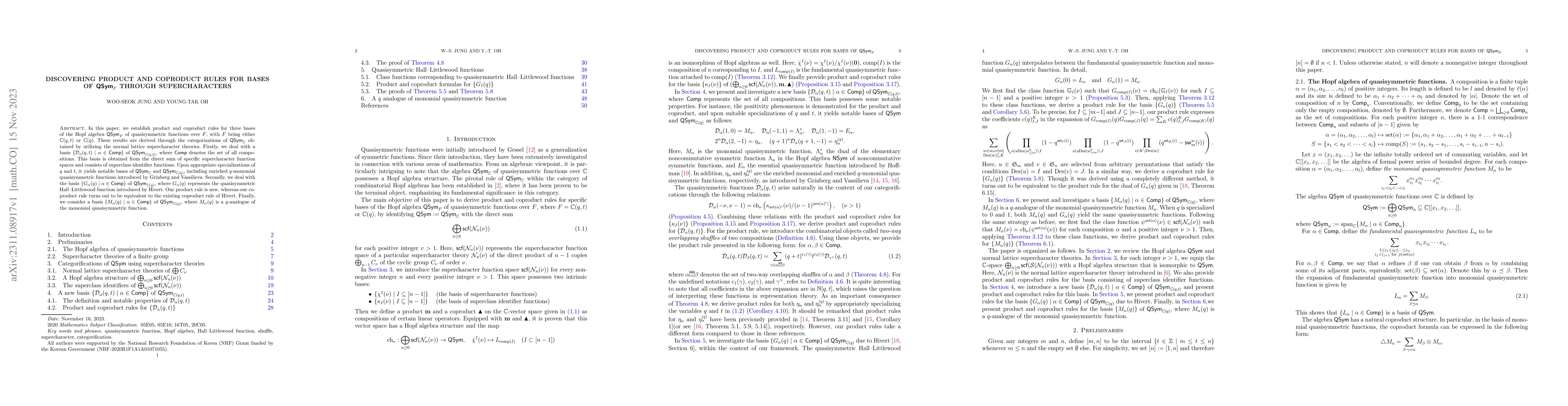 Thumbnail for Discovering product and coproduct Rules for Bases of ${\textsf
  {QSym}}_F$ through Supercharacters