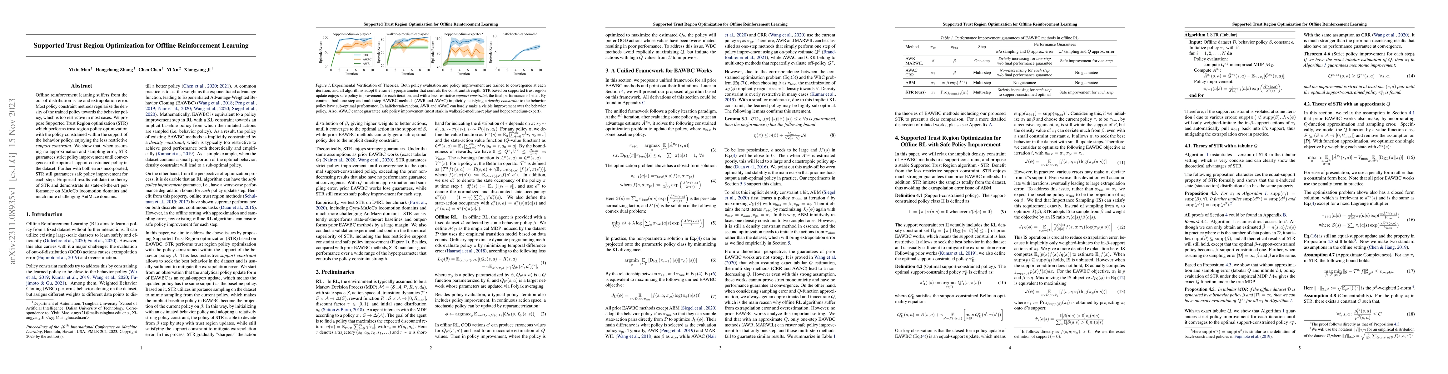 Thumbnail for Supported Trust Region Optimization for Offline Reinforcement Learning