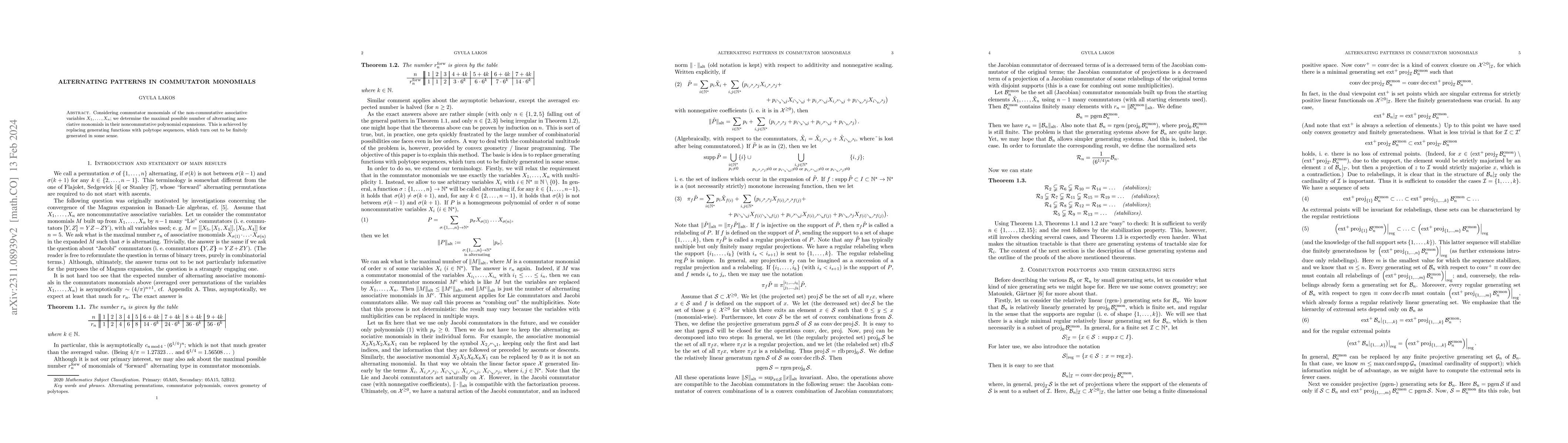 Thumbnail for Alternating patterns in commutator monomials