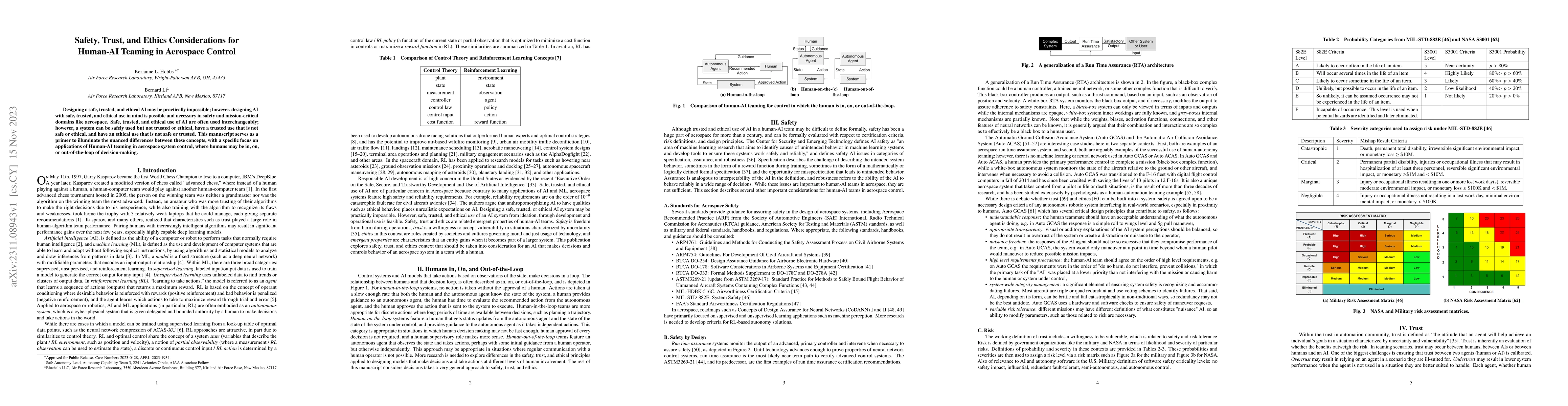Thumbnail for Safety, Trust, and Ethics Considerations for Human-AI Teaming in
  Aerospace Control