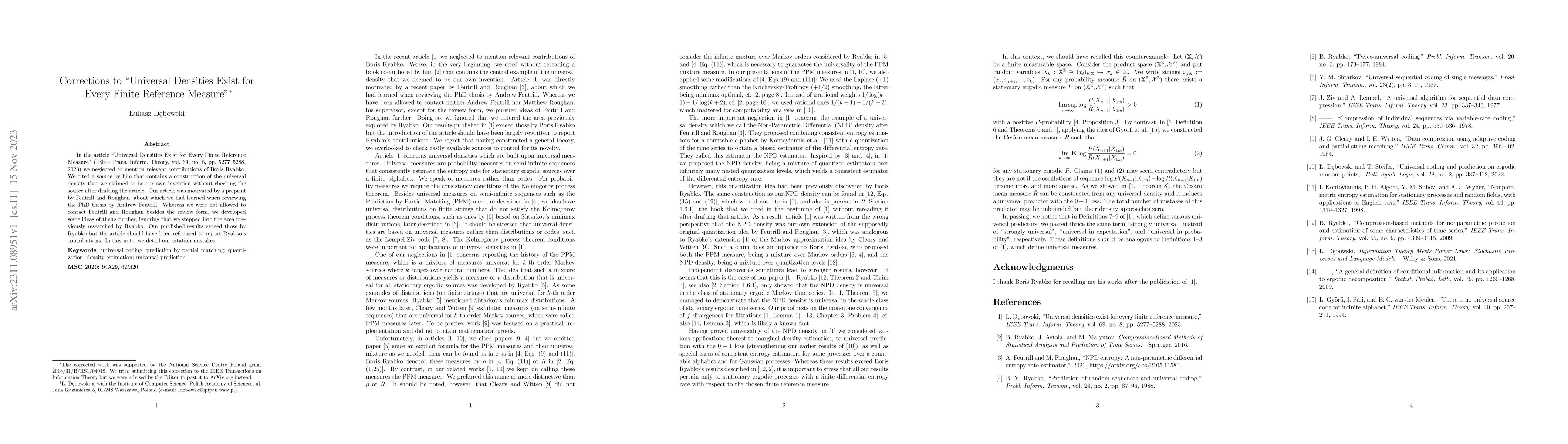 Thumbnail for Corrections to "Universal Densities Exist for Every Finite Reference
  Measure"