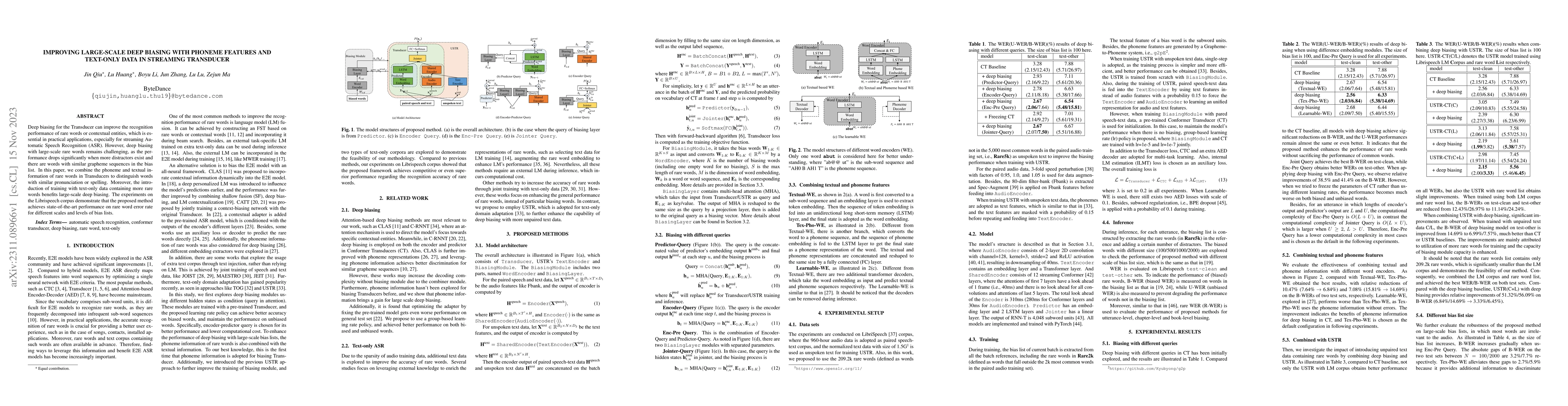 Thumbnail for Improving Large-scale Deep Biasing with Phoneme Features and Text-only
  Data in Streaming Transducer