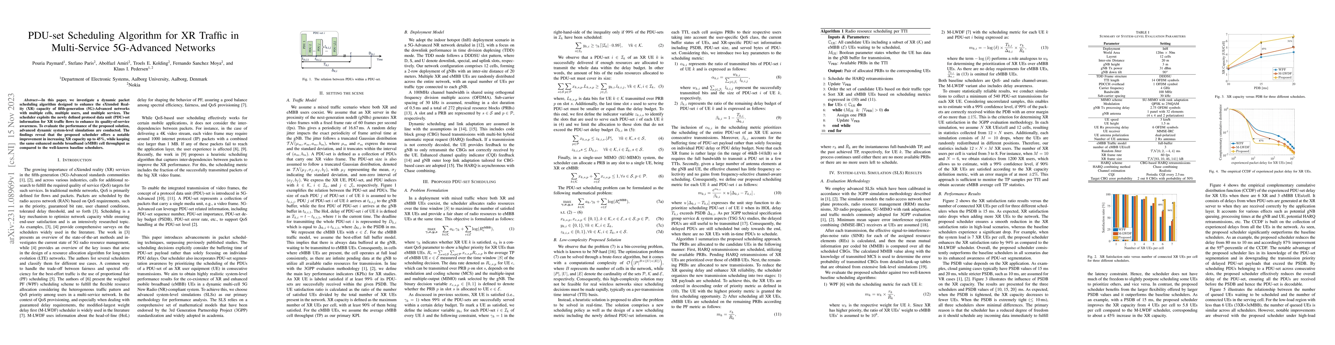 Thumbnail for PDU-set Scheduling Algorithm for XR Traffic in Multi-Service 5G-Advanced
  Networks