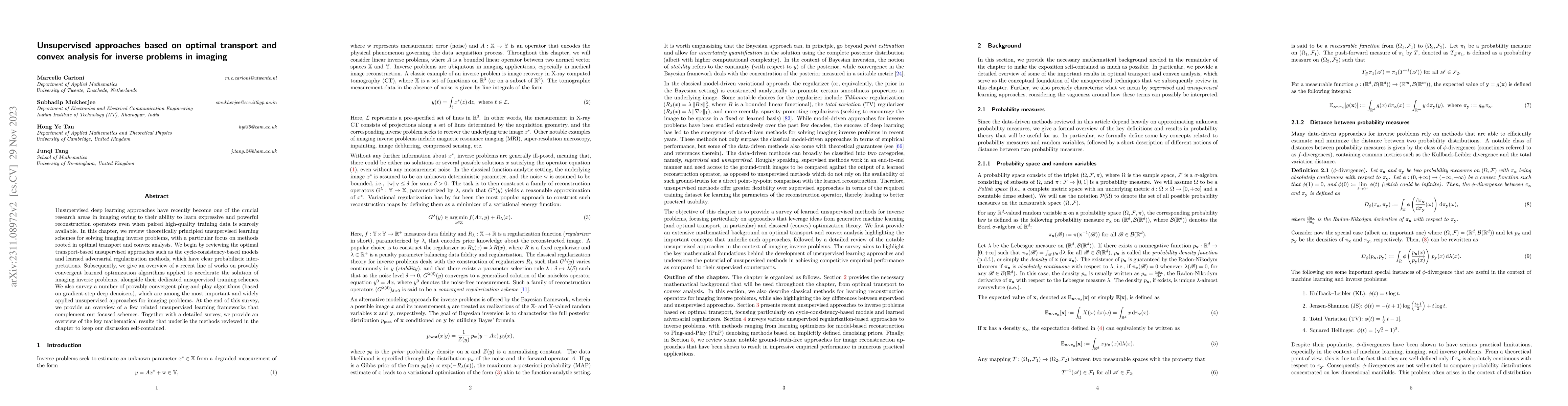 Thumbnail for Unsupervised approaches based on optimal transport and convex analysis
  for inverse problems in imaging