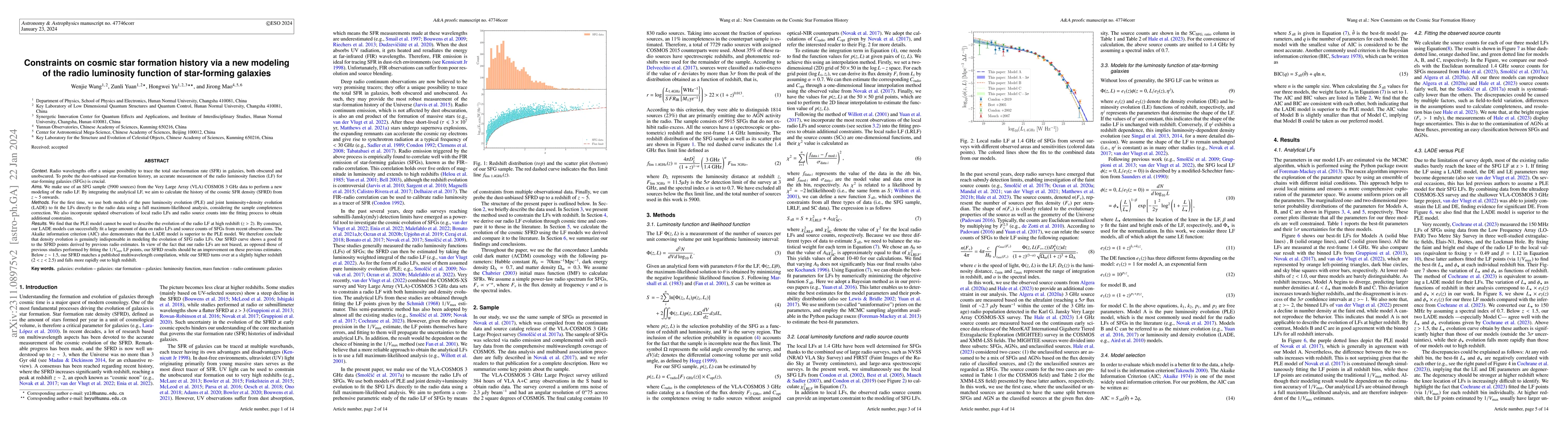 Thumbnail for Constraints on cosmic star formation history via a new modeling of the
  radio luminosity function of star-forming galaxies