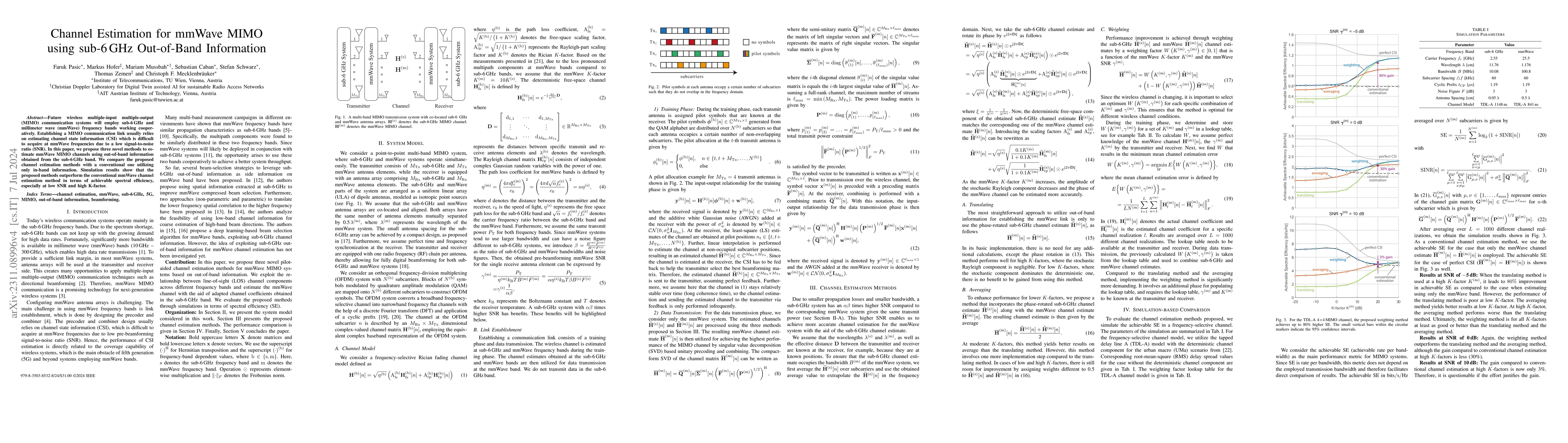 Thumbnail for Channel Estimation for mmWave MIMO using sub-6 GHz Out-of-Band
  Information